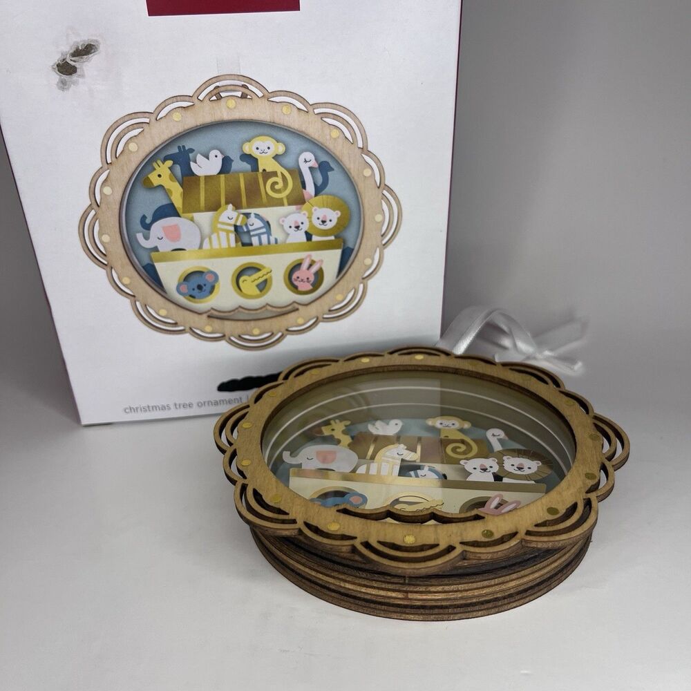 HALLMARK NOAH'S ARK 2024 CHRISTMAS KEEPSAKE ORNAMENTS WOOD - New open box ~
